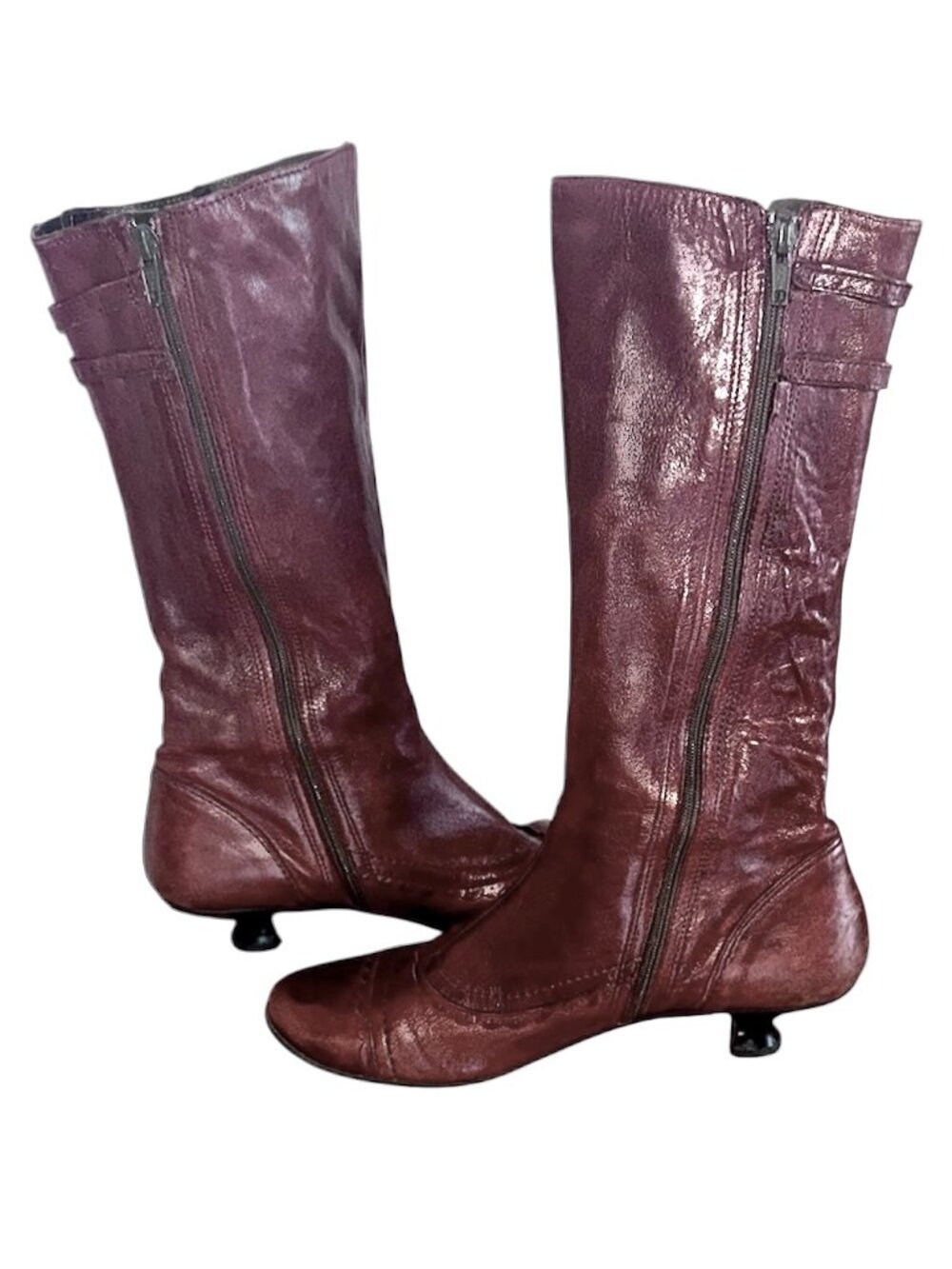 Burgundy Leather Boots - Size 37